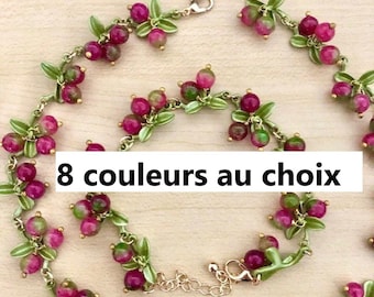 10 colori! Set di gioielli a tema frutta, collana con ramo di frutta, collana con mirtilli
