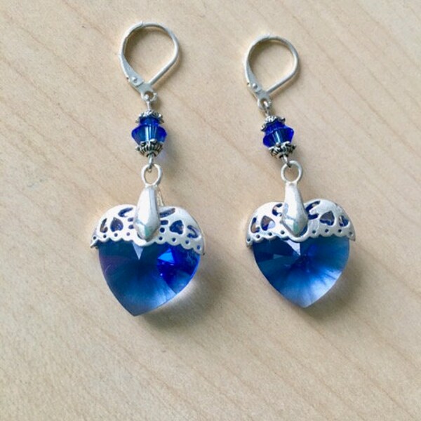 Boucles coeurs en argent 925 et cristal Swarovski