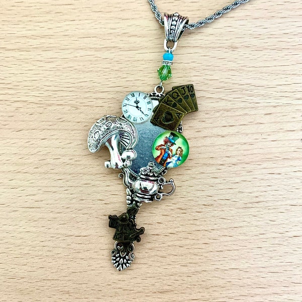Original Alice Through the Looking Glass Long Necklace, Alice in Wonderland Necklace
