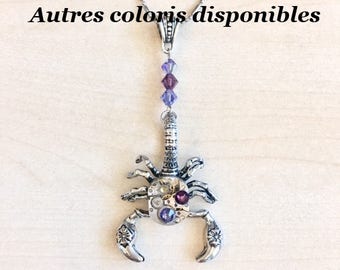 Collier steampunk Le Scorpion, collier zodiaque,  avec mécanisme de montre, rouages, cristal Swarovski,