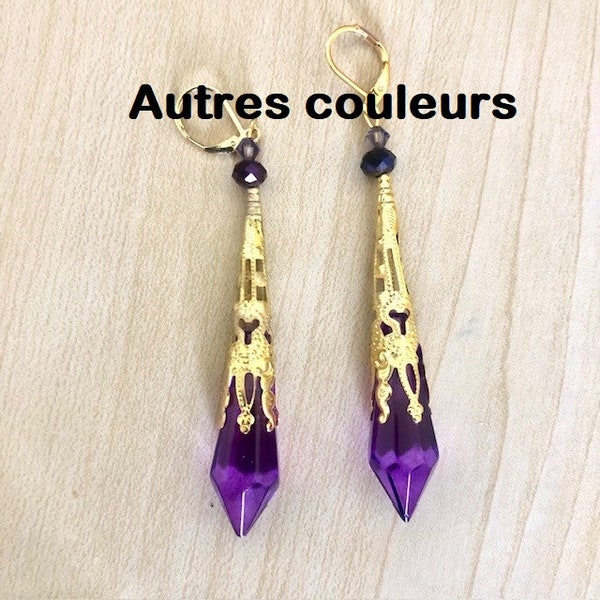 Boucles cônes en cristal Swarovski, longues gouttes pendantes, boucles elfiques