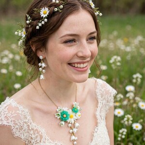 Lelietjes-van-de-dalen boeket set, bloemenketting, lente sieraden, bloemenketting afbeelding 2