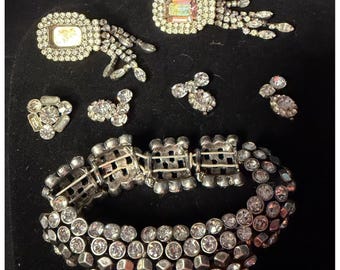 Lote de 7 pendientes colgantes de clip con diamantes de imitación vintage, colgantes de repuesto para pulseras de plata