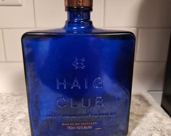 Haig Club Empty Whisky Bottle 750ml Cobalt Blue Square Glass Scotch Whisky