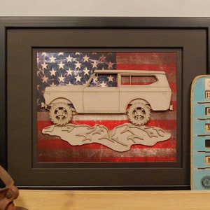 International Harvester Scout, Scout 2, Scout II, Overland, 4x4, Vintage Truck, US Flag, Garage Art, Man Cave, Office Decor, Father&#39;s Day