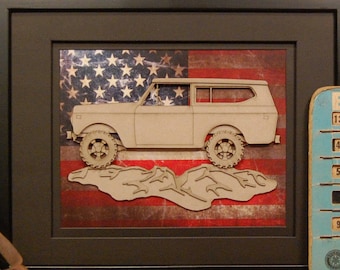International Harvester Scout, Scout 2, Scout II, 4x4, Offroad, Vintage Truck, Garage Art, Man Cave, Office Decor, US flag, Christmas gift