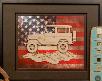 Land Cruiser, J40, FJ40, 4x4, Vintage Truck, Garage Art, Man Cave, Office Decor, Graduation gift, Christmas gift