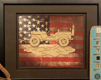 Willys MB, M38, CJ, Kaiser, Overland, 4x4, Vintage Truck, Garage Art, Man Cave, Office Decor, Graduation gift, Father's Day gift