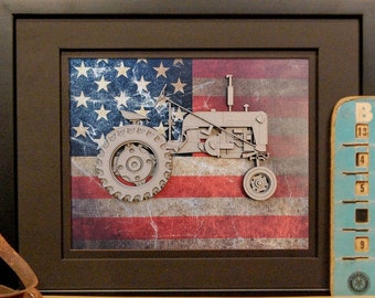 International Harvester Farmall Cub Tractor, Vintage Farm Tractor, Garage Art, Man Cave, Office Decor, Graduation gift, Father's day gift