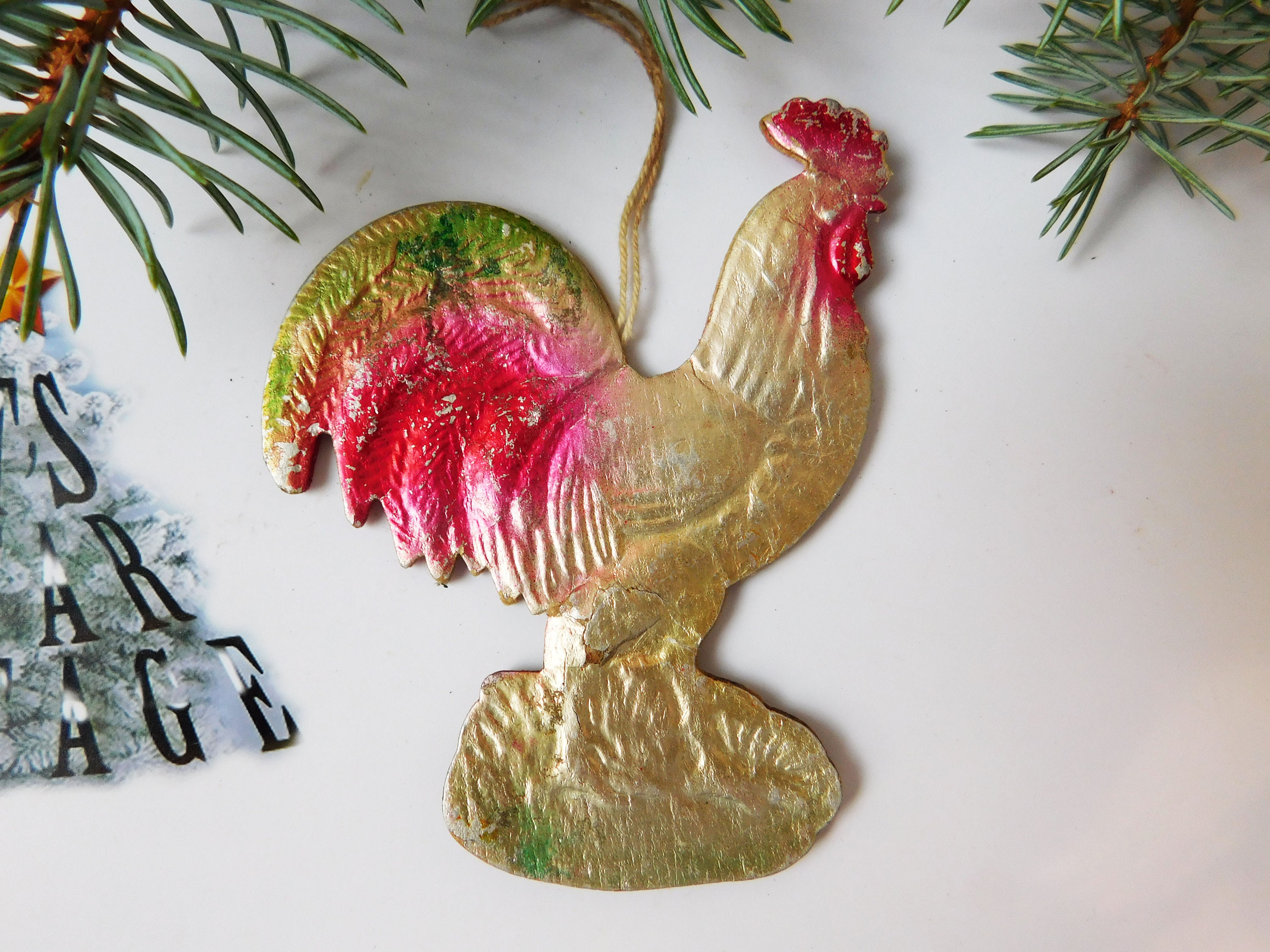 Two Vintage Christmas ornaments Christmas cardboard ornament Etsy