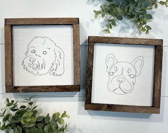 Custom/Personalized Animal Line Art Framed Mini Sign 6x6
