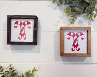 Candy Cane Christmas Mini Sign 3.75x3.75