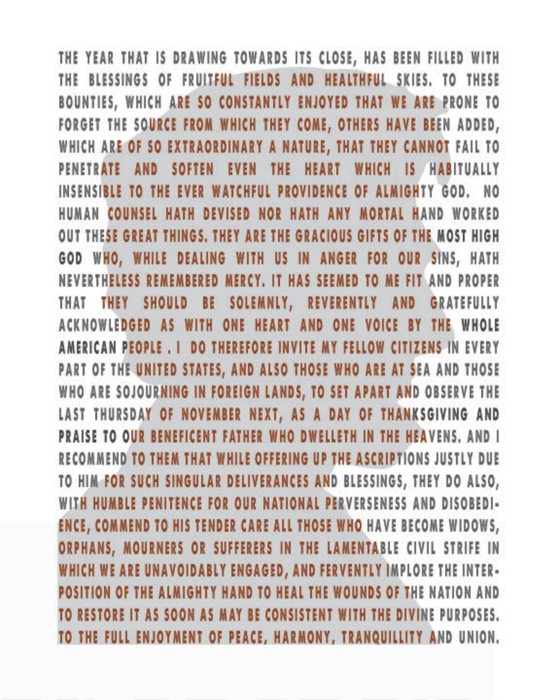 Abe Abraham Lincoln Thanksgiving Proclamation Fall | Etsy