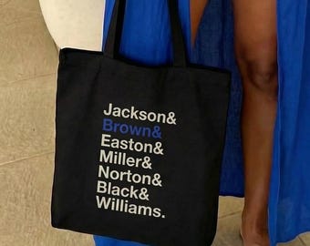 Custom Royal Blue and White Line Sisters Sorority Bag