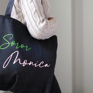 Pink and Green Soror Bag - Modern Line Design Sorority Tote