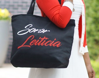 Custom Red and White Soror Bag