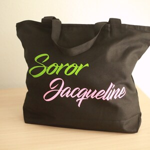 Custom Pink and Green Sorority Bag Soror Tote image 9