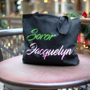 Custom Pink and Green Sorority Bag Soror Tote image 5