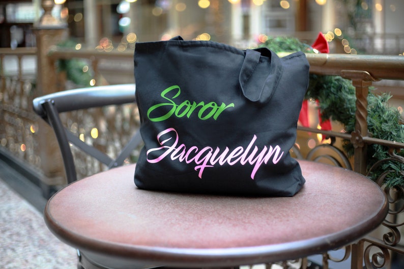 Custom Pink and Green Sorority Bag Soror Tote image 5
