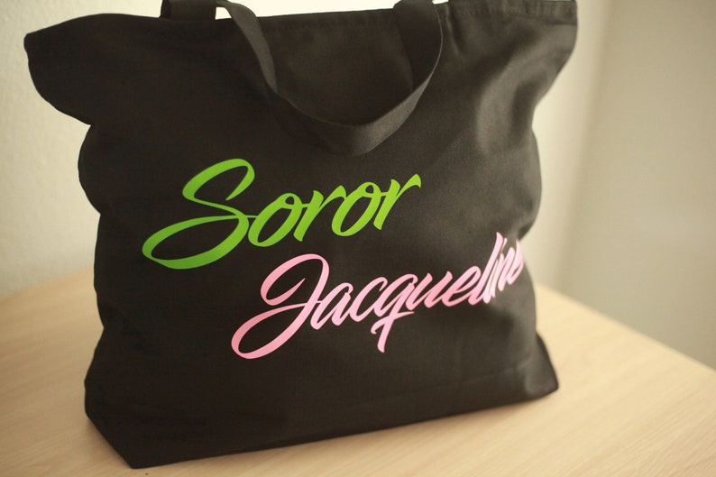 Custom Pink and Green Sorority Bag Soror Tote image 8