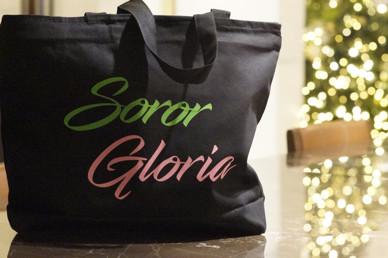 Custom Pink and Green Sorority Bag Soror Tote image 10