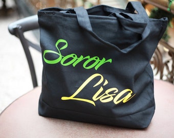 Green and Yellow Sorority Tote Bag