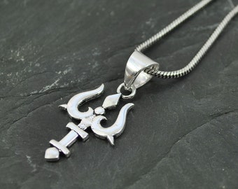 TRIDENT pendant, TRISHULA silver pendant, Shiva amulet, Poseidon trident pendant, goddess jewelry, gothic jewelry, Wich jewelry, Steampunk