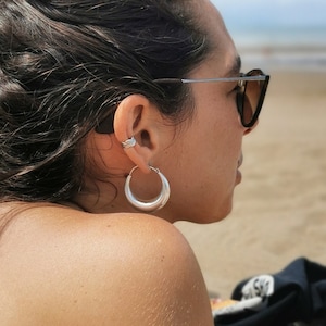 Pendientes de ARO de plata, pendientes GRUESOS, pendientes africanos, pendientes tribales, pendientes de Bali, pendientes GRUESOS, joyas Boho, regalo para ella