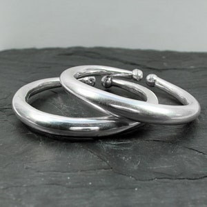 BRUTALIST bracelets - Stackable Silver torque bangle for a bold look - Casual Goth Jewelry for Everyday Style