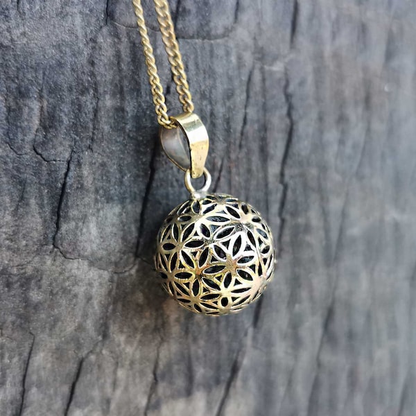 ANGEL CALLER pendant, Pregnant pendant, BRASS pendant, Flower of life pendant, Sacred geometry, Bohemian Jewellery, Flower of life necklace