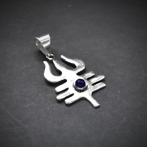 SHIVA trident pendant, TRISHULA amulet, Gemstone pendant, Moonstone necklace, Amulet, Hindu gods, Hindu jewelry, Silver pendant, Turquoise