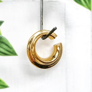 Gold Stainless Steel Hoop Ear Weights for Stretched Ears - Inox hangers for men - Heavy Earrings for Gauged Ears of 0 ga