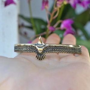 Phoenix-manchetarmband - Golden Eagle-vleugelarmband - Voorouderlijke Viking-sieraden - Verstelbare dierenarmband