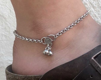 RING ANKLE BRACE, Silver anklet, Ehtnic anklet, Festival outfit, Original jewelry, Alpaca anklet, Dainty foot bracelet, Urban jewelry, Boho