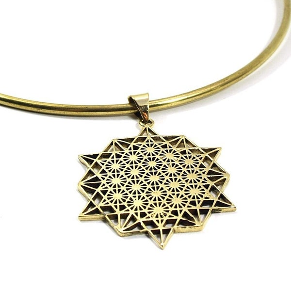 BLUME DES LEBENS ANHÄNGER, Messing Blume des Lebens Anhänger, Heilige Geometrie, Mystisches spirituelles Juwel, Heilige Geometrie Halskette, Boho Schmuck