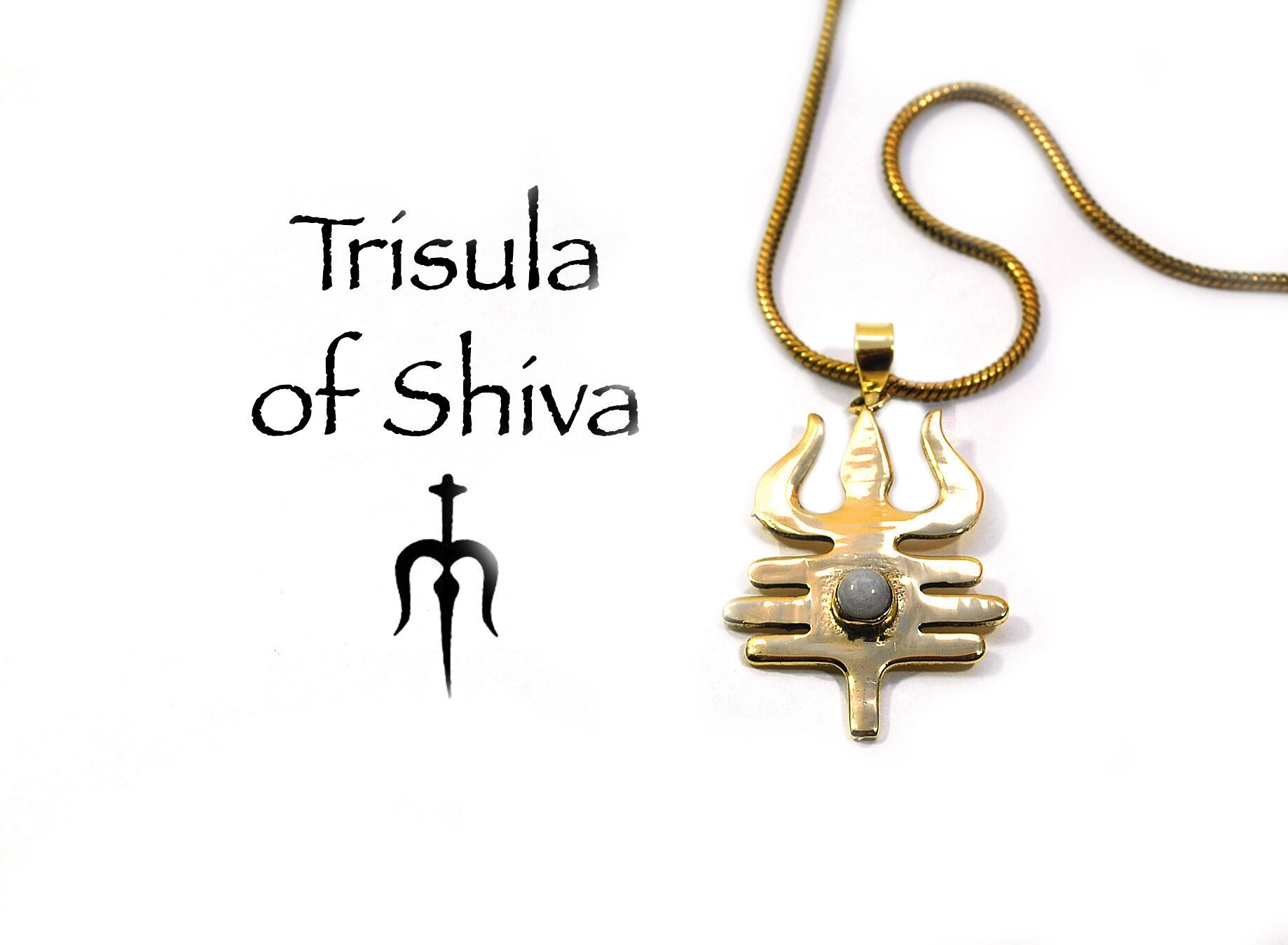 Shiva Trident Hindu Tryzub Trishula & Ouroboros Pendant Necklace w Gift Pouch Shiva Trident Hindu Tryzub Trishula & Ouroboros Pendant Necklace w Gift Pouch