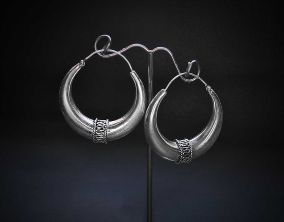 Large silver 2024 creole earrings