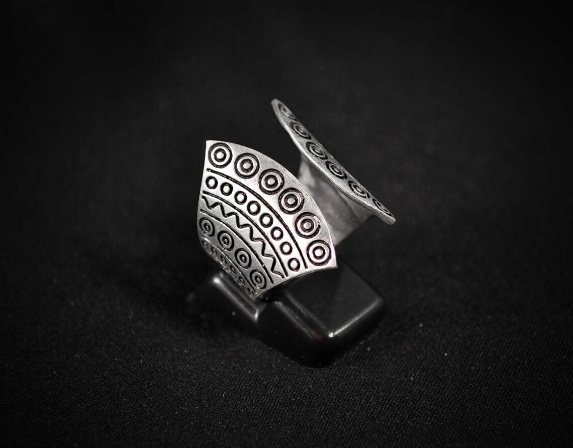 Sterling Silver Oval Tribal Ring – .925 Solid Silver, Choose Your Color/Style, Handcrafted Jewelry