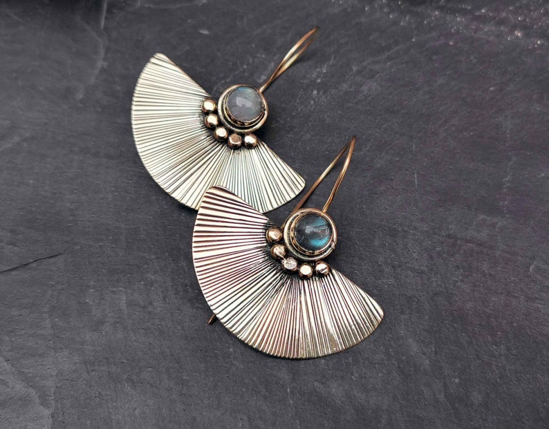 Garnet earrings Bohemian earrings Moonstone earrings Tribal earrings Fan earrings Butterfly Gypsy earrings AFRICAN Golden earrings