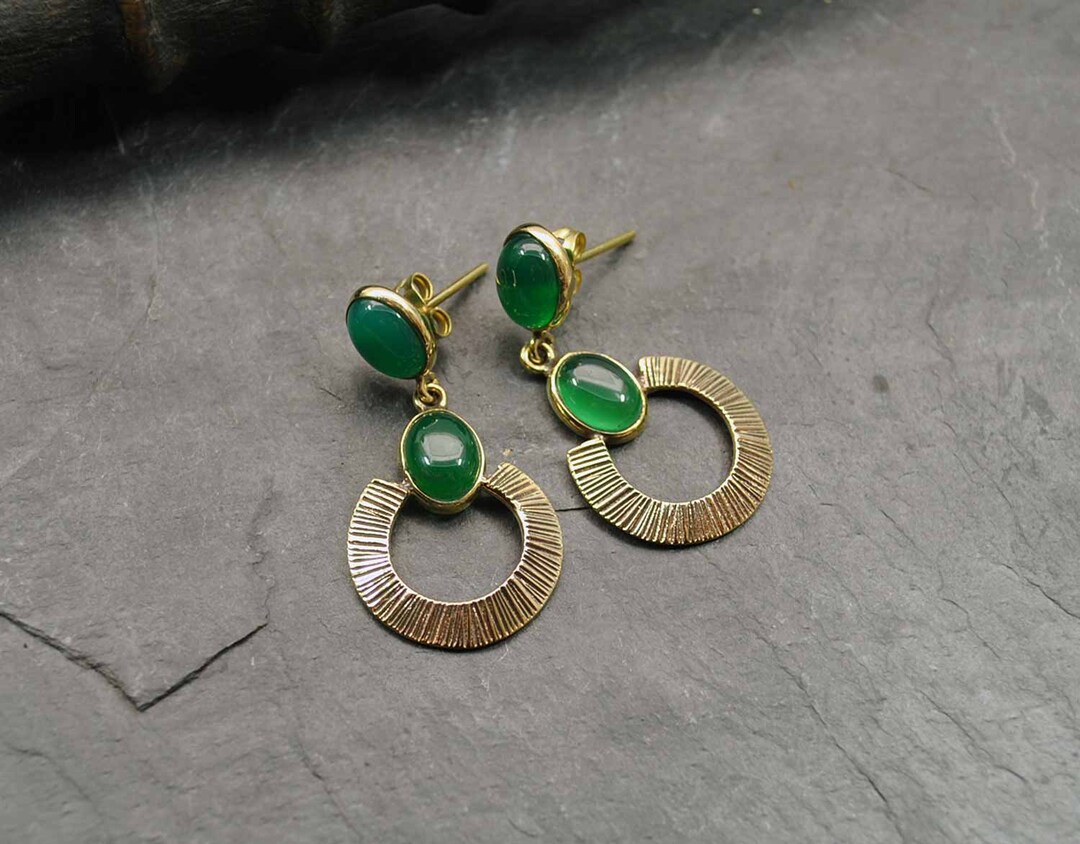 VINTAGE GEMSTONE Earrings Retro Loops Stud Hanging Earrings Etsy