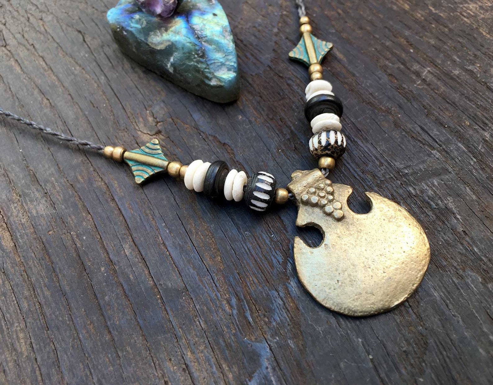 ARROW CHOKER Macrame necklace Bone beaded necklace Tribal | Etsy