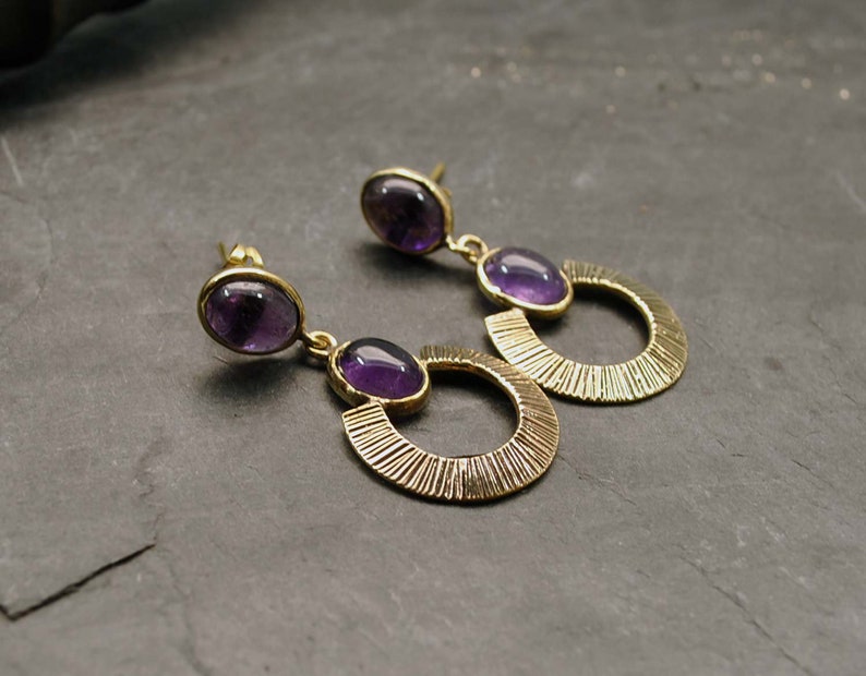 VINTAGE GEMSTONE Earrings Retro Loops Stud Hanging Earrings Etsy