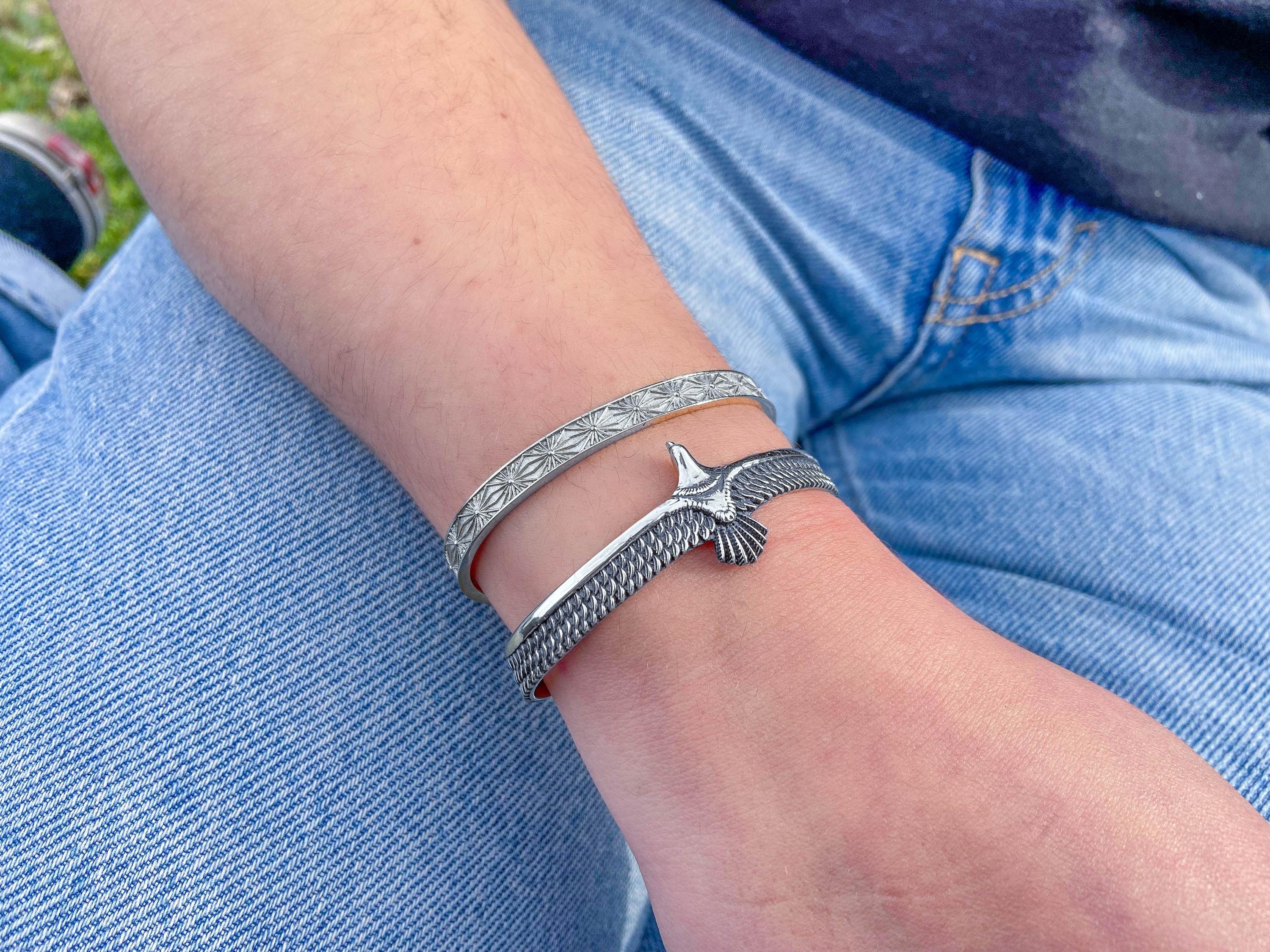 Phoenix Cuff Bracelet - Silver Eagle Wing Bangle - Ancestral