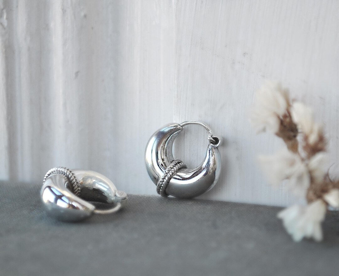 Boucles D’Oreilles Créoles En Argent Sterling 20 Mm – Style Leverback, Neuf Avec étiquettes