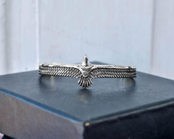 Phoenix Cuff Bracelet - Silver Eagle Wing Bangle - Ancestral
