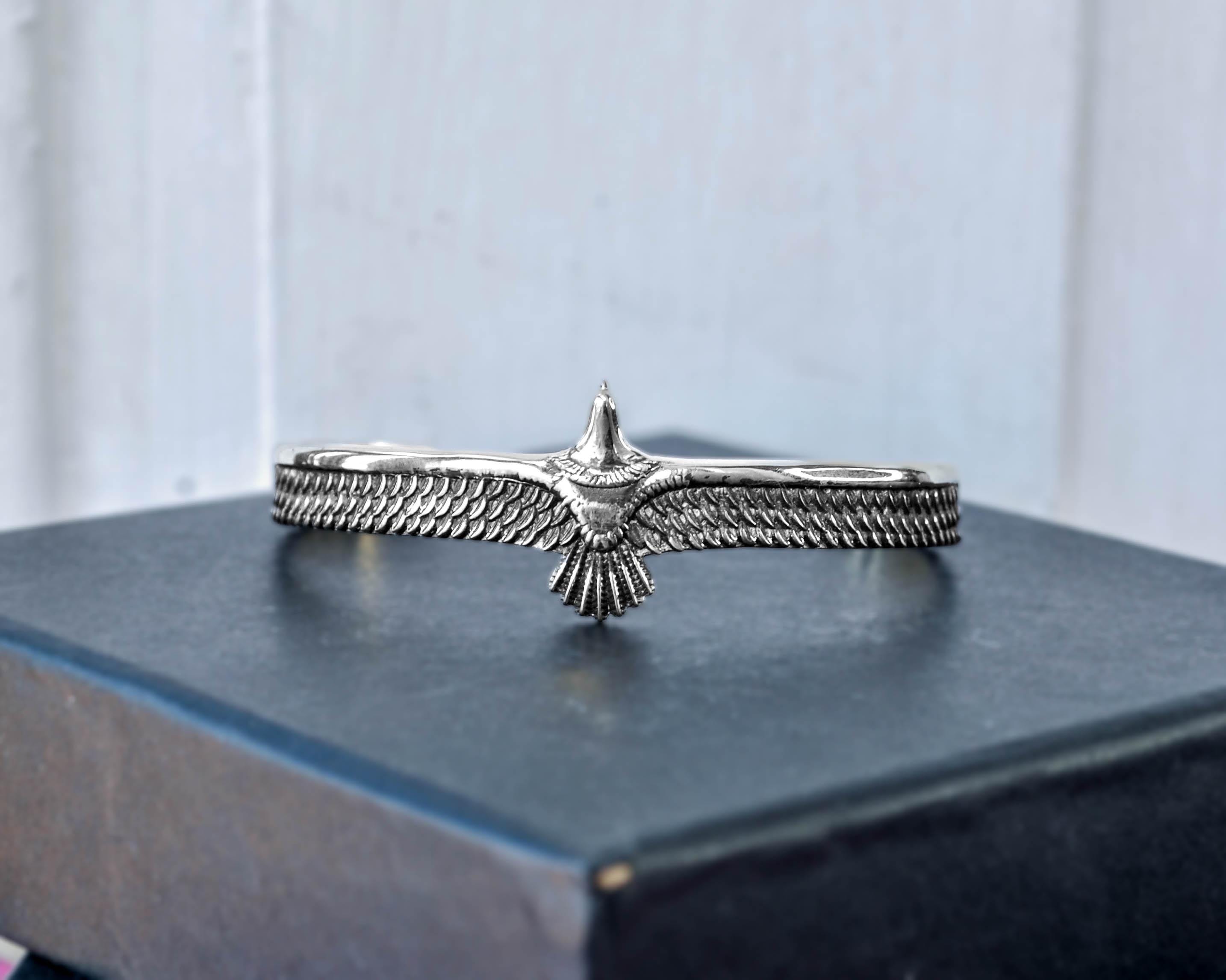 Phoenix Cuff Bracelet - Silver Eagle Wing Bangle - Ancestral