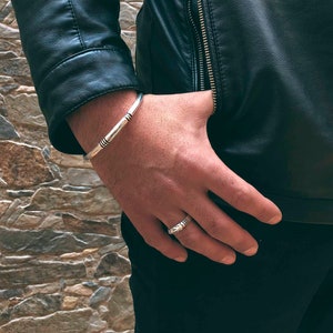 MAN BRACELET, Unisex bracelet, Solid wrislet, Silver bracelet, Gift for him, Alternative jewelry, Solid bracelet, Men jewelry,Silver jewelry image 3