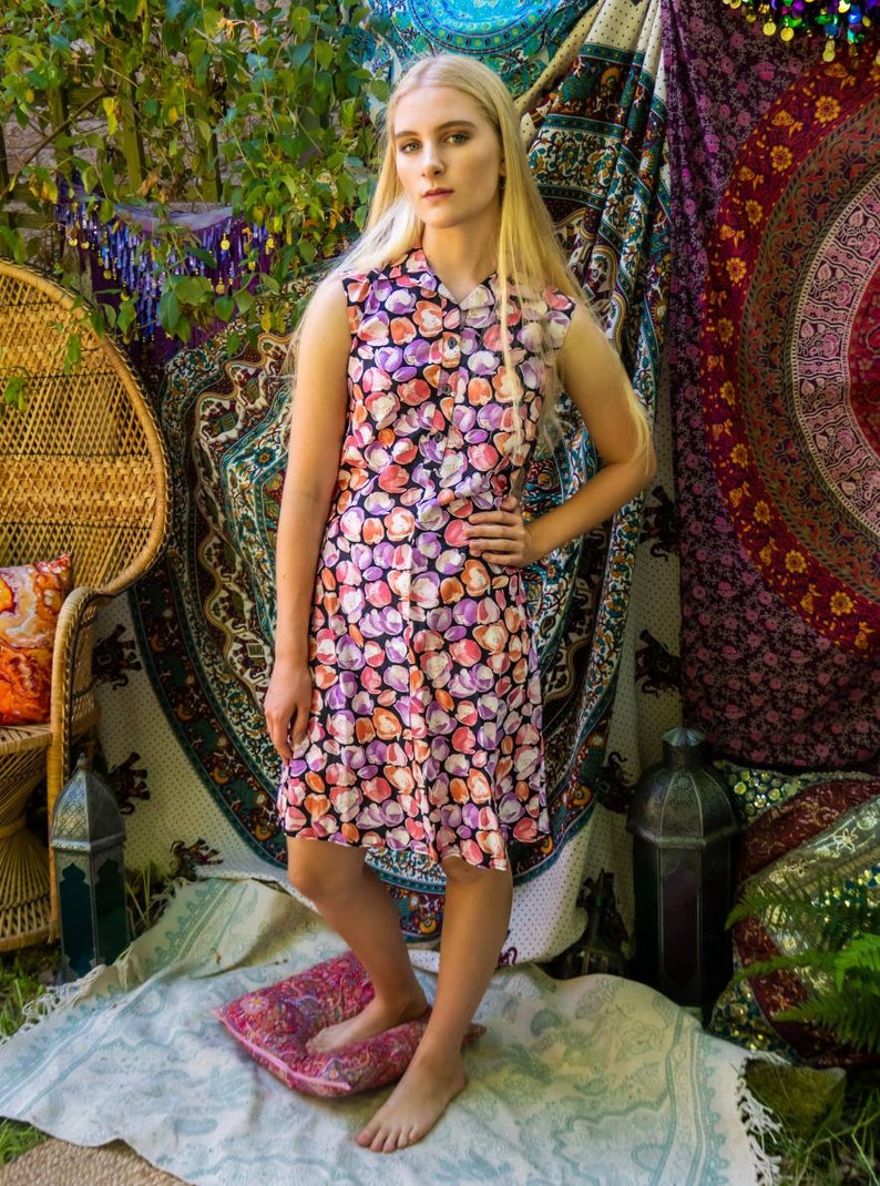 Floral Print Floral Sundress Hippie Clothes Tulip Dress Mini Dress Boho Clothes.