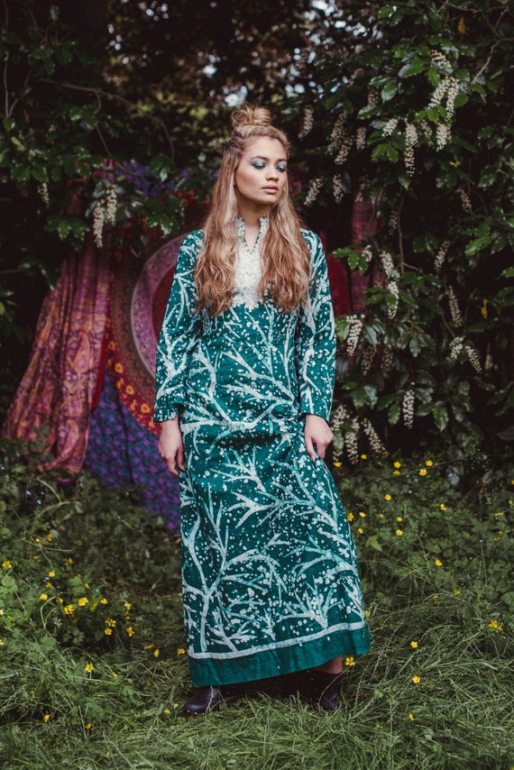emerald green bohemian dress
