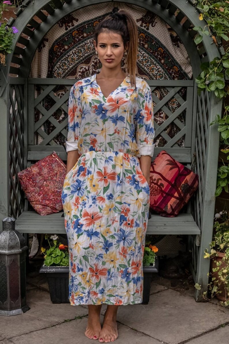 Betty Jackson Dress. Vintage Midi Dress 